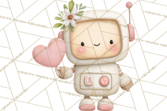 Robot Valentine Clipart PNG Futuristic Couple Mechanic Love Product Image 2