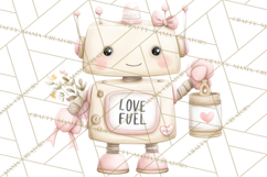 Robot Valentine Clipart PNG Futuristic Couple Mechanic Love Product Image 3