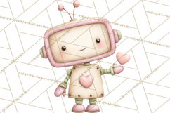 Robot Valentine Clipart PNG Futuristic Couple Mechanic Love Product Image 2
