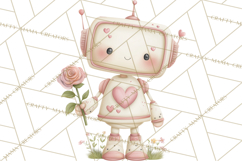 Robot Valentine Clipart PNG Futuristic Couple Mechanic Love Product Image 3