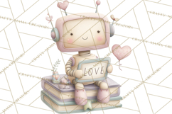 Robot Valentine Clipart PNG Futuristic Couple Mechanic Love Product Image 4