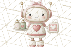 Robot Valentine Clipart PNG Futuristic Couple Mechanic Love Product Image 5