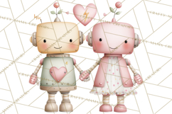 Robot Valentine Clipart PNG Futuristic Couple Mechanic Love Product Image 2