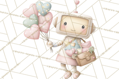 Robot Valentine Clipart PNG Futuristic Couple Mechanic Love Product Image 3