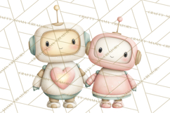 Robot Valentine Clipart PNG Futuristic Couple Mechanic Love Product Image 2