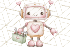 Robot Valentine Clipart PNG Futuristic Couple Mechanic Love Product Image 4