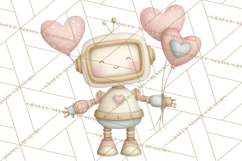 Robot Valentine Clipart PNG Futuristic Couple Mechanic Love Product Image 5