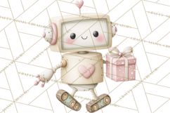 Robot Valentine Clipart PNG Futuristic Couple Mechanic Love Product Image 2