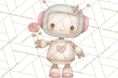 Robot Valentine Clipart PNG Futuristic Couple Mechanic Love Product Image 4