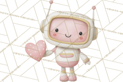 Robot Valentine Clipart PNG Futuristic Couple Mechanic Love Product Image 3