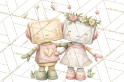 Robot Valentine Clipart PNG Futuristic Couple Mechanic Love Product Image 3