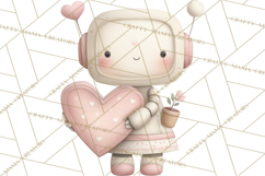 Robot Valentine Clipart PNG Futuristic Couple Mechanic Love Product Image 4