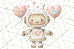 Robot Valentine Clipart PNG Futuristic Couple Mechanic Love Product Image 3