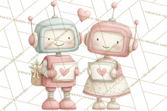 Robot Valentine Clipart PNG Futuristic Couple Mechanic Love Product Image 4