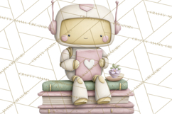 Robot Valentine Clipart PNG Futuristic Couple Mechanic Love Product Image 5