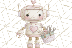 Robot Valentine Clipart PNG Futuristic Couple Mechanic Love Product Image 2