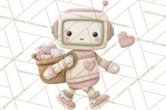 Robot Valentine Clipart PNG Futuristic Couple Mechanic Love Product Image 3