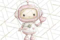 Robot Valentine Clipart PNG Futuristic Couple Mechanic Love Product Image 2