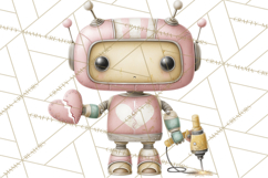 Robot Valentine Clipart PNG Futuristic Couple Mechanic Love Product Image 3