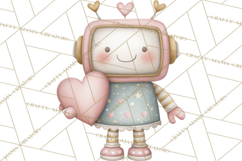 Robot Valentine Clipart PNG Futuristic Couple Mechanic Love Product Image 4