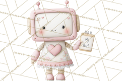 Robot Valentine Clipart PNG Futuristic Couple Mechanic Love Product Image 5