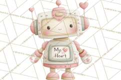 Robot Valentine Clipart PNG Futuristic Couple Mechanic Love Product Image 2