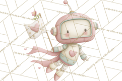 Robot Valentine Clipart PNG Futuristic Couple Mechanic Love Product Image 2