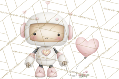 Robot Valentine Clipart PNG Futuristic Couple Mechanic Love Product Image 3