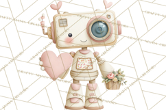 Robot Valentine Clipart PNG Futuristic Couple Mechanic Love Product Image 3