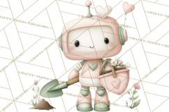 Robot Valentine Clipart PNG Futuristic Couple Mechanic Love Product Image 4