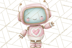 Robot Valentine Clipart PNG Futuristic Couple Mechanic Love Product Image 5