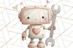 Robot Valentine Clipart PNG Futuristic Couple Mechanic Love Product Image 2