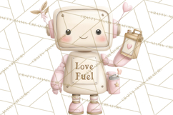 Robot Valentine Clipart PNG Futuristic Couple Mechanic Love Product Image 4