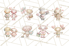 Robot Valentine Clipart PNG Futuristic Couple Mechanic Love Product Image 4