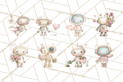Robot Valentine Clipart PNG Futuristic Couple Mechanic Love Product Image 8