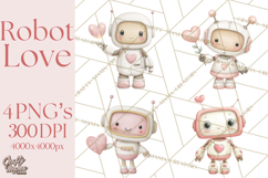 Robot Valentine Clipart PNG Futuristic Couple Mechanic Love Product Image 1