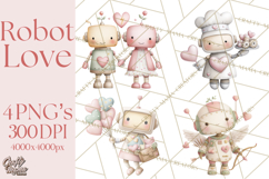 Robot Valentine Clipart PNG Futuristic Couple Mechanic Love Product Image 1