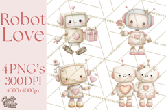Robot Valentine Clipart PNG Futuristic Couple Mechanic Love Product Image 1