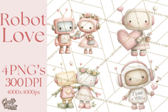 Robot Valentine Clipart PNG Futuristic Couple Mechanic Love Product Image 1