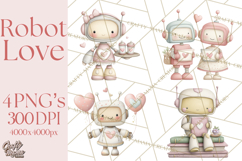 Robot Valentine Clipart PNG Futuristic Couple Mechanic Love Product Image 1