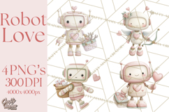 Robot Valentine Clipart PNG Futuristic Couple Mechanic Love Product Image 1
