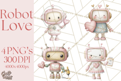 Robot Valentine Clipart PNG Futuristic Couple Mechanic Love Product Image 1