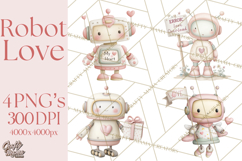 Robot Valentine Clipart PNG Futuristic Couple Mechanic Love Product Image 1