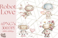 Robot Valentine Clipart PNG Futuristic Couple Mechanic Love Product Image 1
