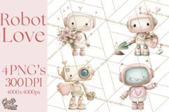 Robot Valentine Clipart PNG Futuristic Couple Mechanic Love Product Image 1