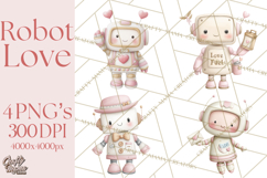 Robot Valentine Clipart PNG Futuristic Couple Mechanic Love Product Image 1