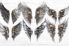 Wings PNG Clip Art Bundle: Robotic Wings, angel Wings, PNG wings, fairy wings, cyborg wings, futuristic wings, wings png bundle