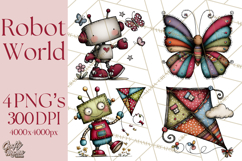 Adorable Robots Clipart, Playful Toy Robot Clip Art PNG Product Image 1