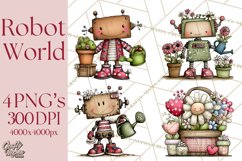Adorable Robots Clipart, Playful Toy Robot Clip Art PNG Product Image 1