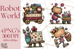 Adorable Robots Clipart, Playful Toy Robot Clip Art PNG Product Image 1